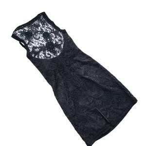 Sue Wong Nocturne Guipure Lace Sheath Dress Black Women's 8